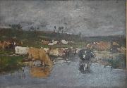 Eugene Boudin Paysage Nombreuses vaches a herbage oil painting on canvas